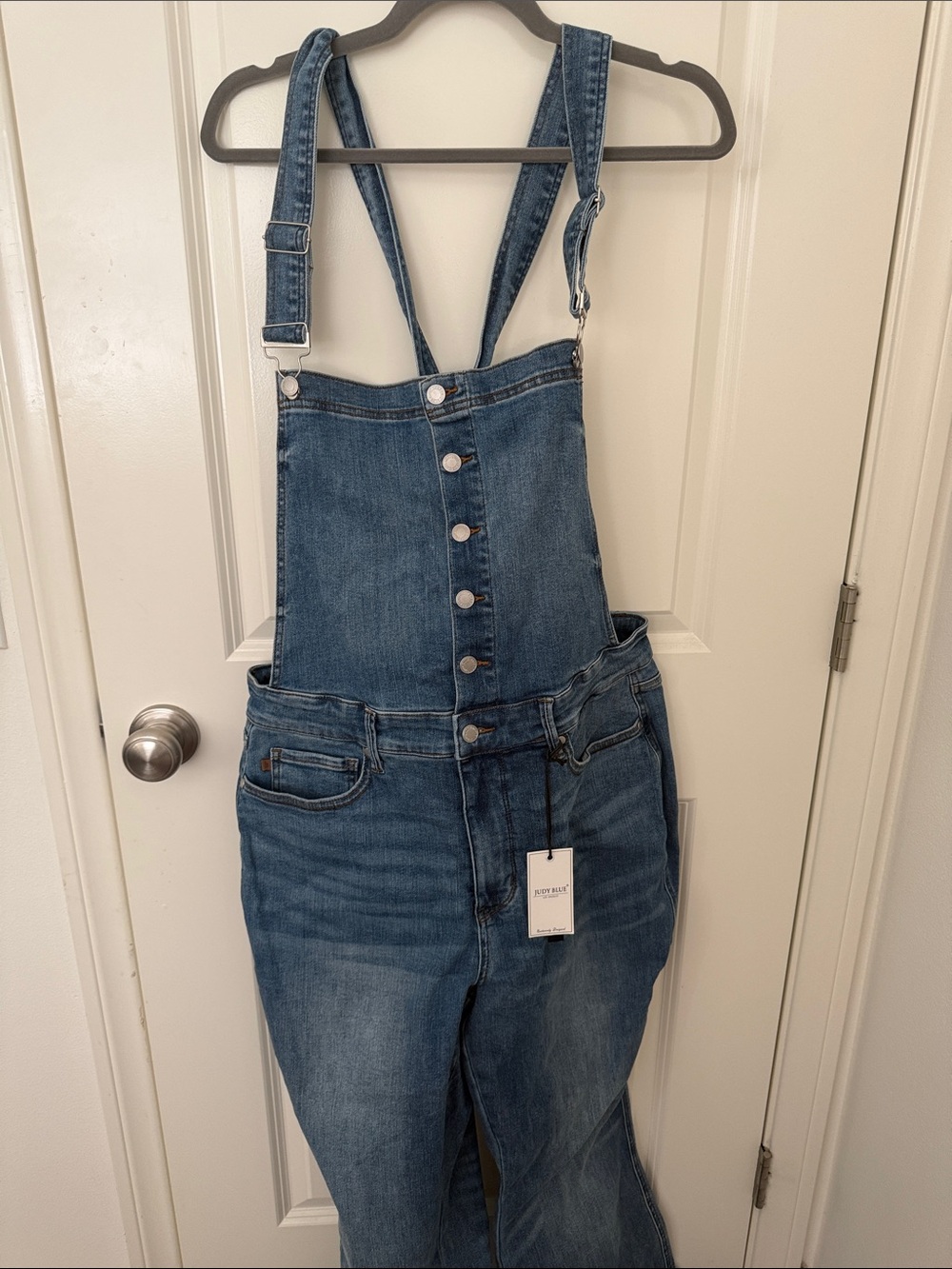 Judy Blue Medium Blue Denim Button-Front Overalls